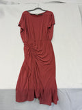 Moulinette Soeurs Etta Ruched Midi Dress Anthropologie Wine M Women's - Image 1