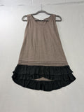 Mystree Sleeveless Tiered Ruffle Hem Tunic Top Taupe Size M China Women's - Image 1