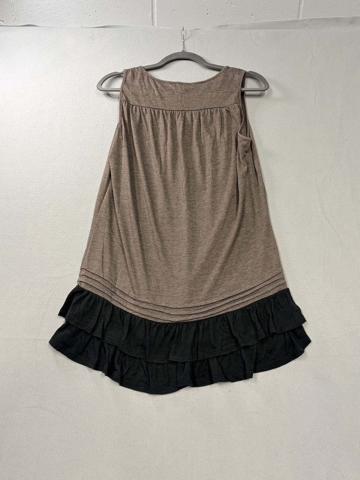 Mystree Sleeveless Tiered Ruffle Hem Tunic Top Taupe Size M China Women's - Image 4