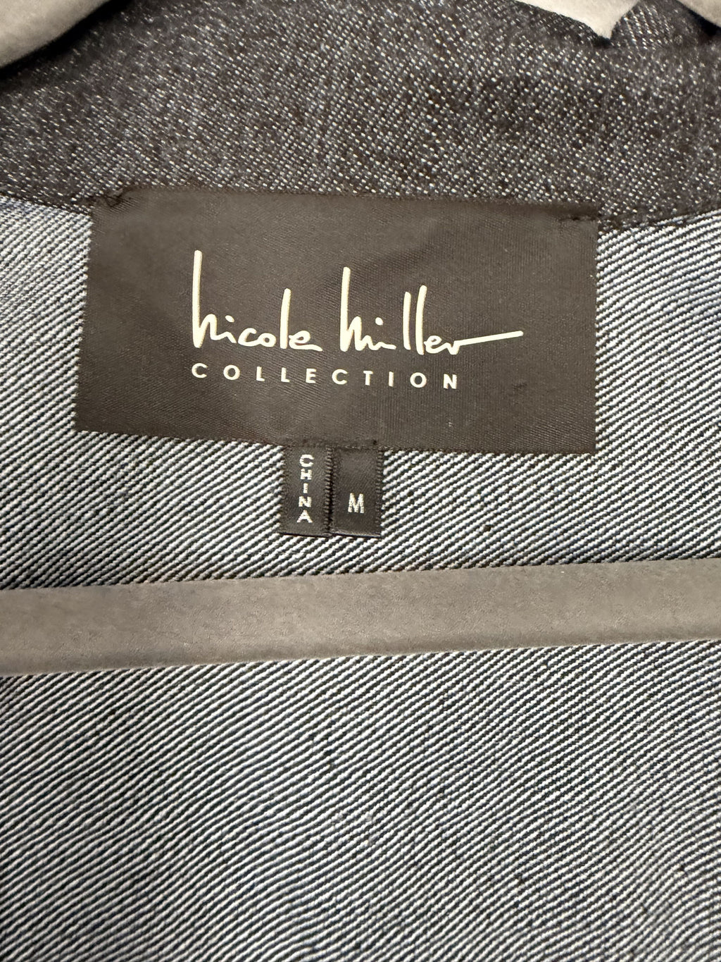 Nicole Miller Chambray Denim Dress Black Ruffle Hem - Size M / Denim / Very Good - Image 3