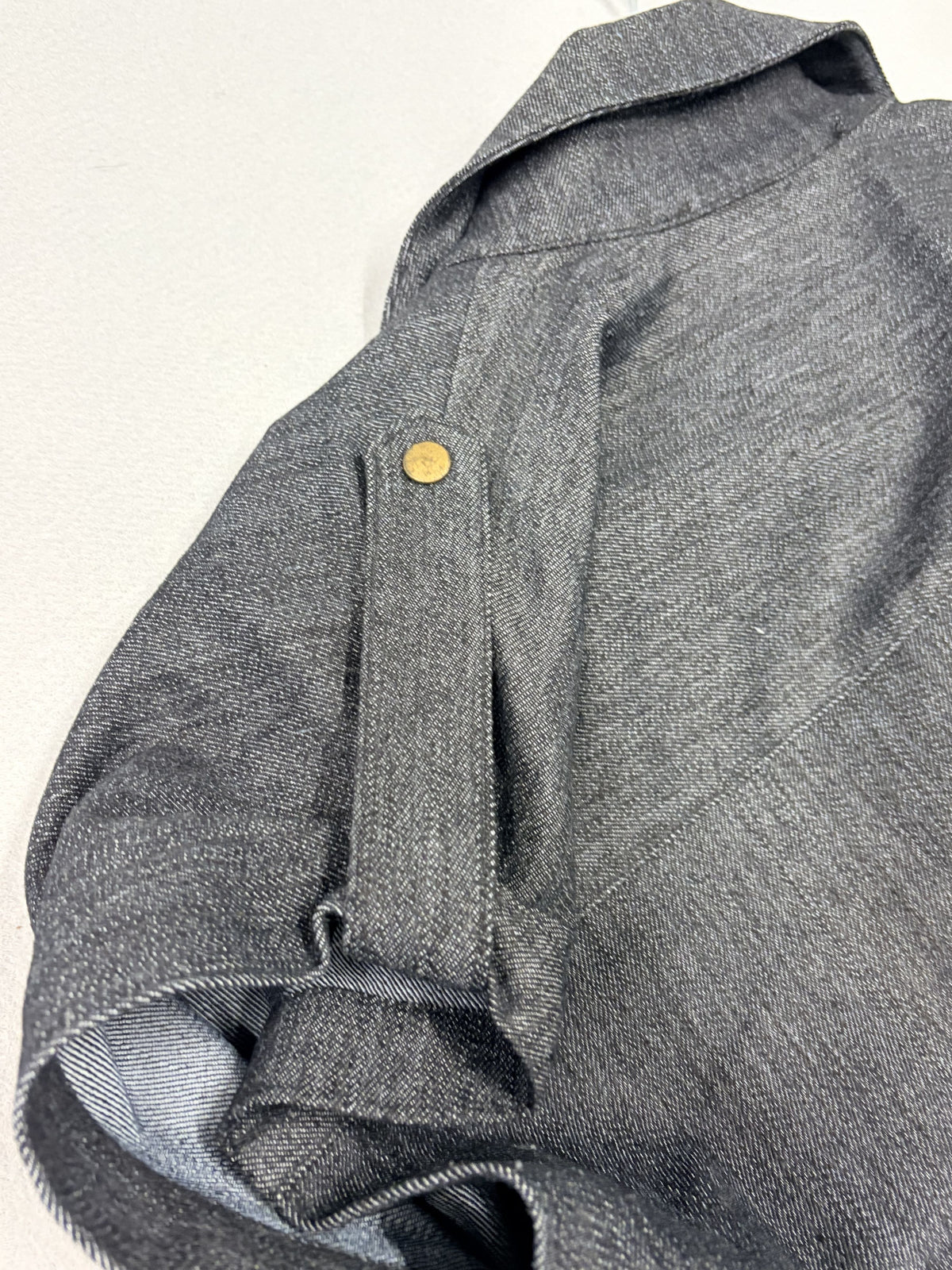 Nicole Miller Chambray Denim Dress Black Ruffle Hem - Size M / Denim / Very Good - Image 5