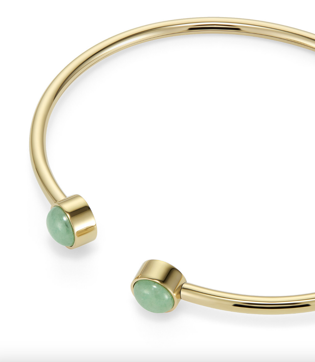 Olivia Burton London Aventurine Cabochon Gold Plated Gemstone Bangle - NIB - Image 3