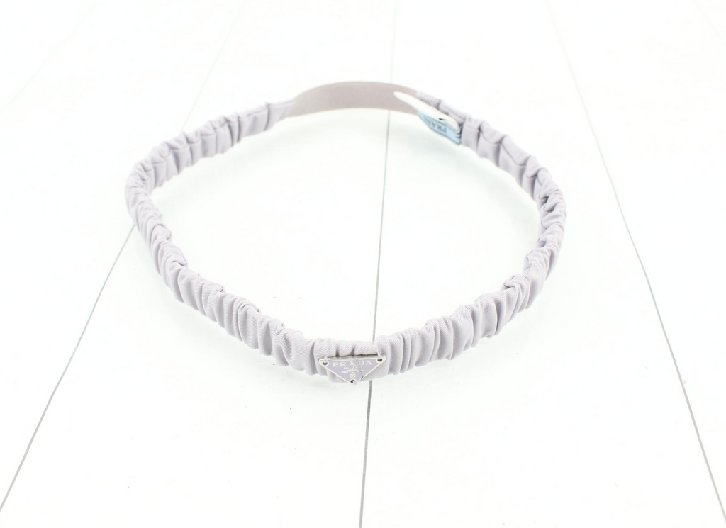 7665 - Prada Triangle Logo Ruched Elastic Headband - NIB - Image 1