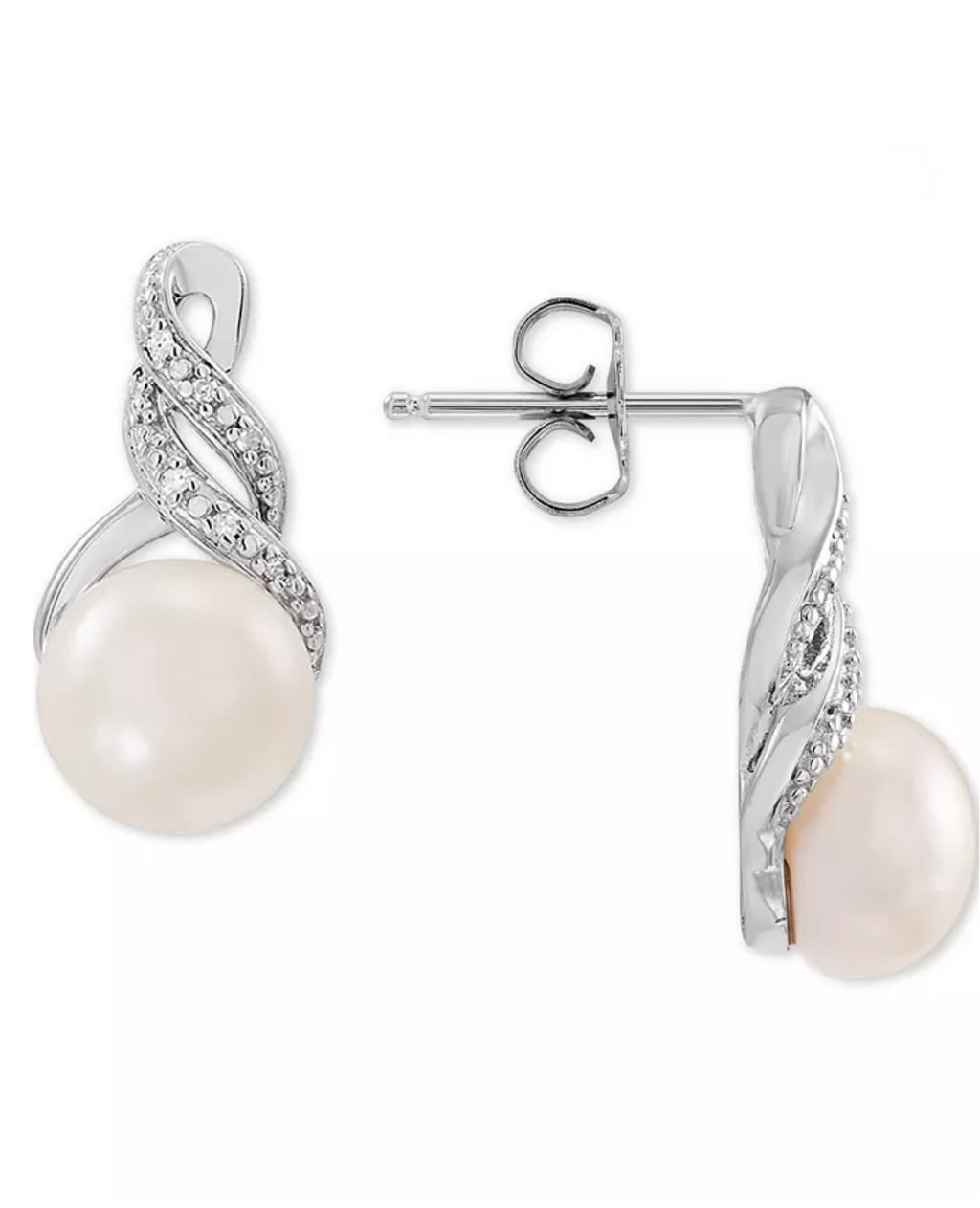 R.H. Macy & Co. Cultured Pearl Diamond Pearl Pendant Necklace & Earrings - NIB - Image 2