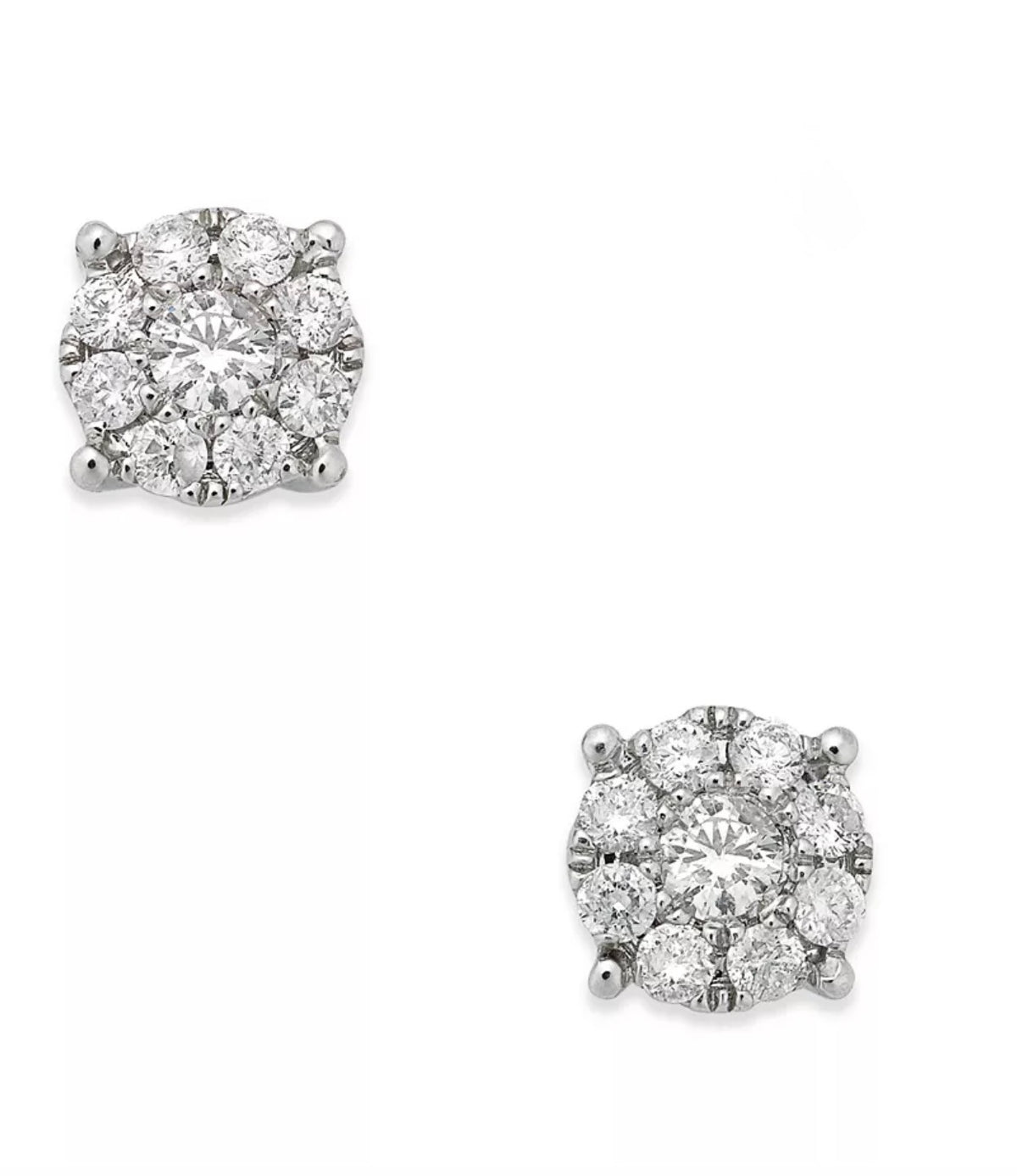 R.H. Macy & Co. Diamond Cluster Stud Earrings (1/4 ct. t.w.) in 14k White Gold - NIB - Image 1