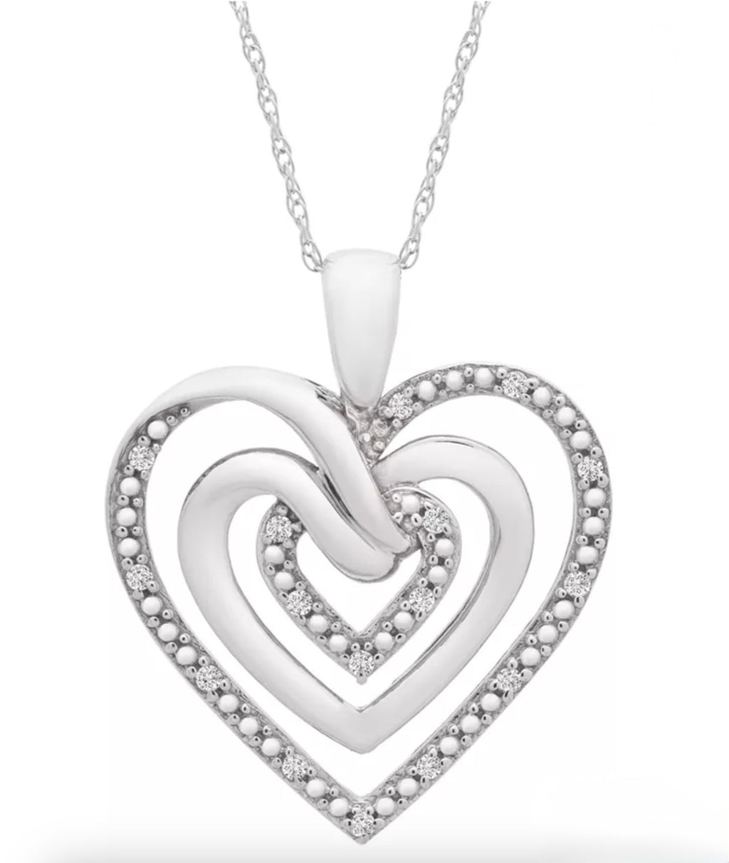 R. H. Macy & Co. Diamond Heart 18" Pendant Necklace in Sterling Silver - NIB - Image 1