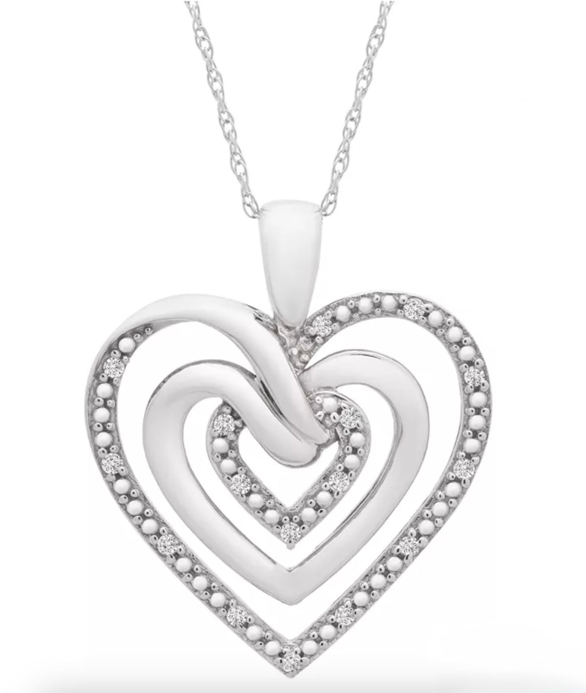 R. H. Macy & Co. Diamond Heart 18" Pendant Necklace in Sterling Silver - NIB - Image 1