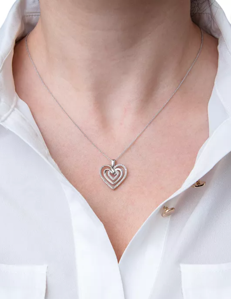 R. H. Macy & Co. Diamond Heart 18" Pendant Necklace in Sterling Silver - NIB - Image 3