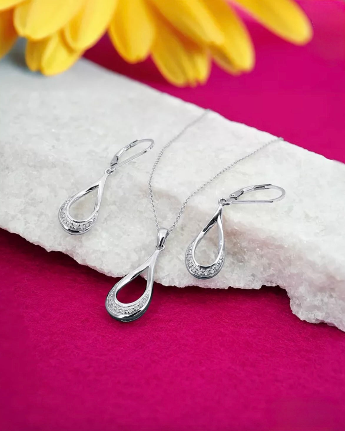 R. H. Macy & Co. Diamond Teardrop Pendant Necklace & Earrings in Sterling Silver - Image 6