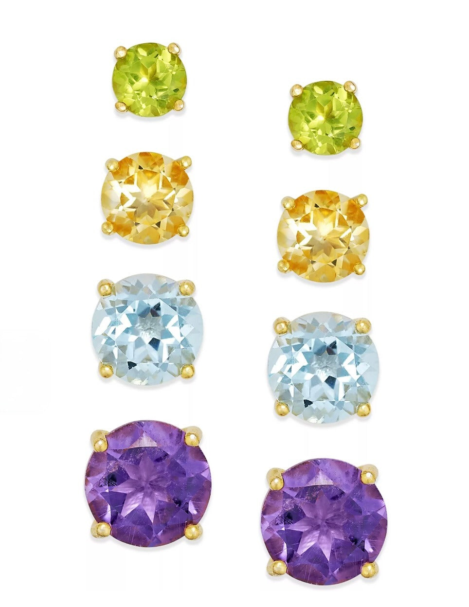 R.H. Macy & Co. Multi-Stone Stud Earring Set in 18k Gold over Sterling - NIB - Image 5