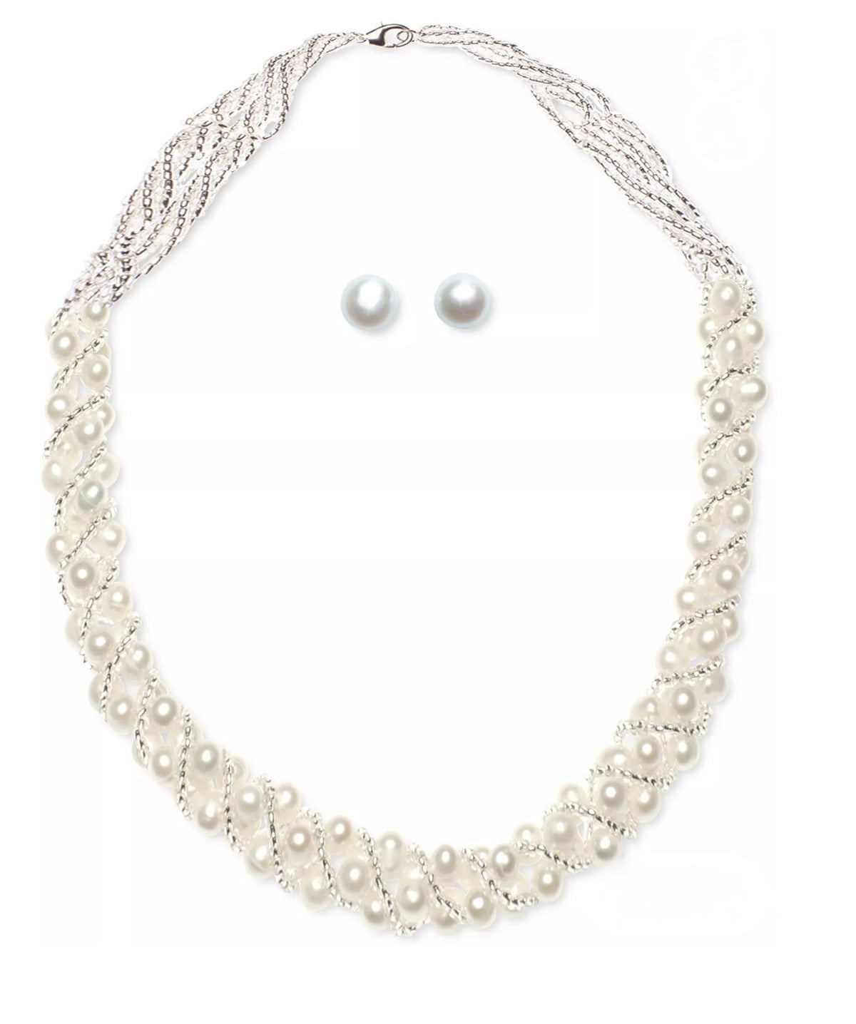 R.H. Macy & Co. Sterling Silver Freshwater Pearl Woven Necklace Set - NIB - Image 2