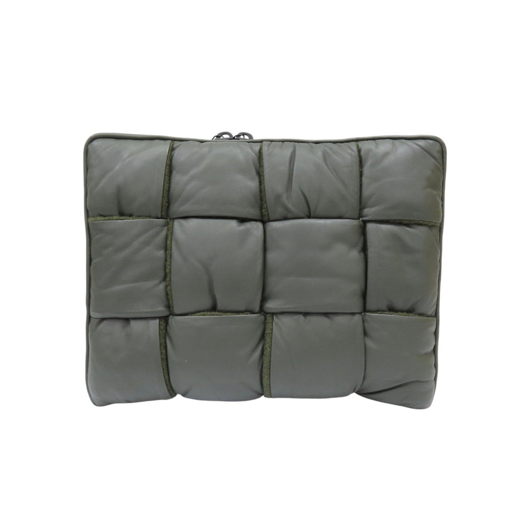 6042 - Bottega Veneta Intrecciato Padded Clutch Dark Green