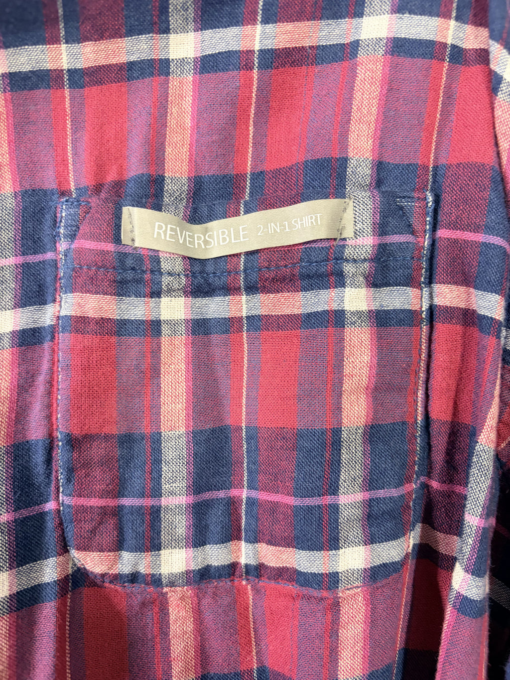 Rumi + Ryder Reversible 2-in-1 Shirt Red Navy Plaid XL Cotton Button Up Women's - Image 2