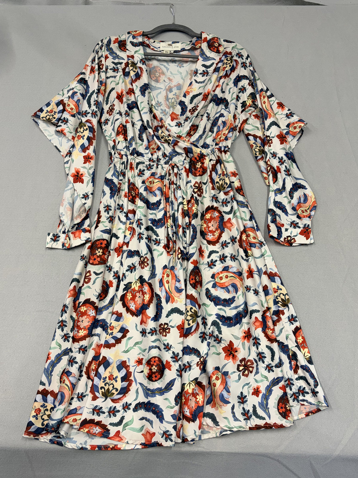 Sachin & Babi Ivory Floral Print Wrap Dress Long Sleeve - Size 8 / White - Image 1