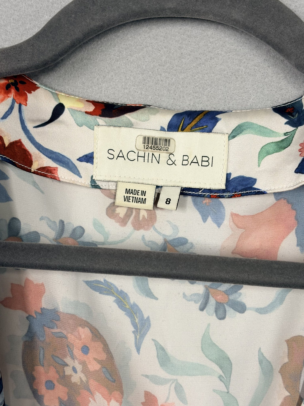 Sachin & Babi Ivory Floral Print Wrap Dress Long Sleeve - Size 8 / White - Image 3