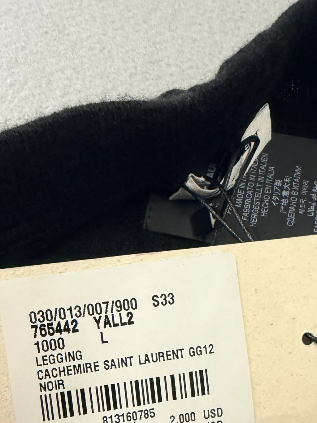 Saint Laurent 768442 YALL2 1000 Cashmere Jogger Pants Black L - Image 4
