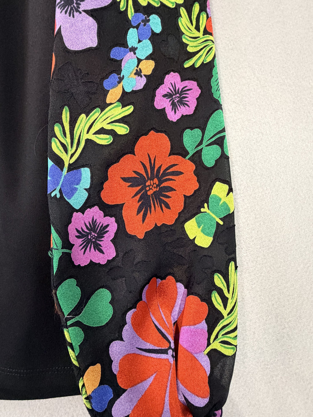 Saint and Sofia Penny Mock Neck Puff Sleeve Top Black Floral USA 6 UK 10 Women's - Image 3