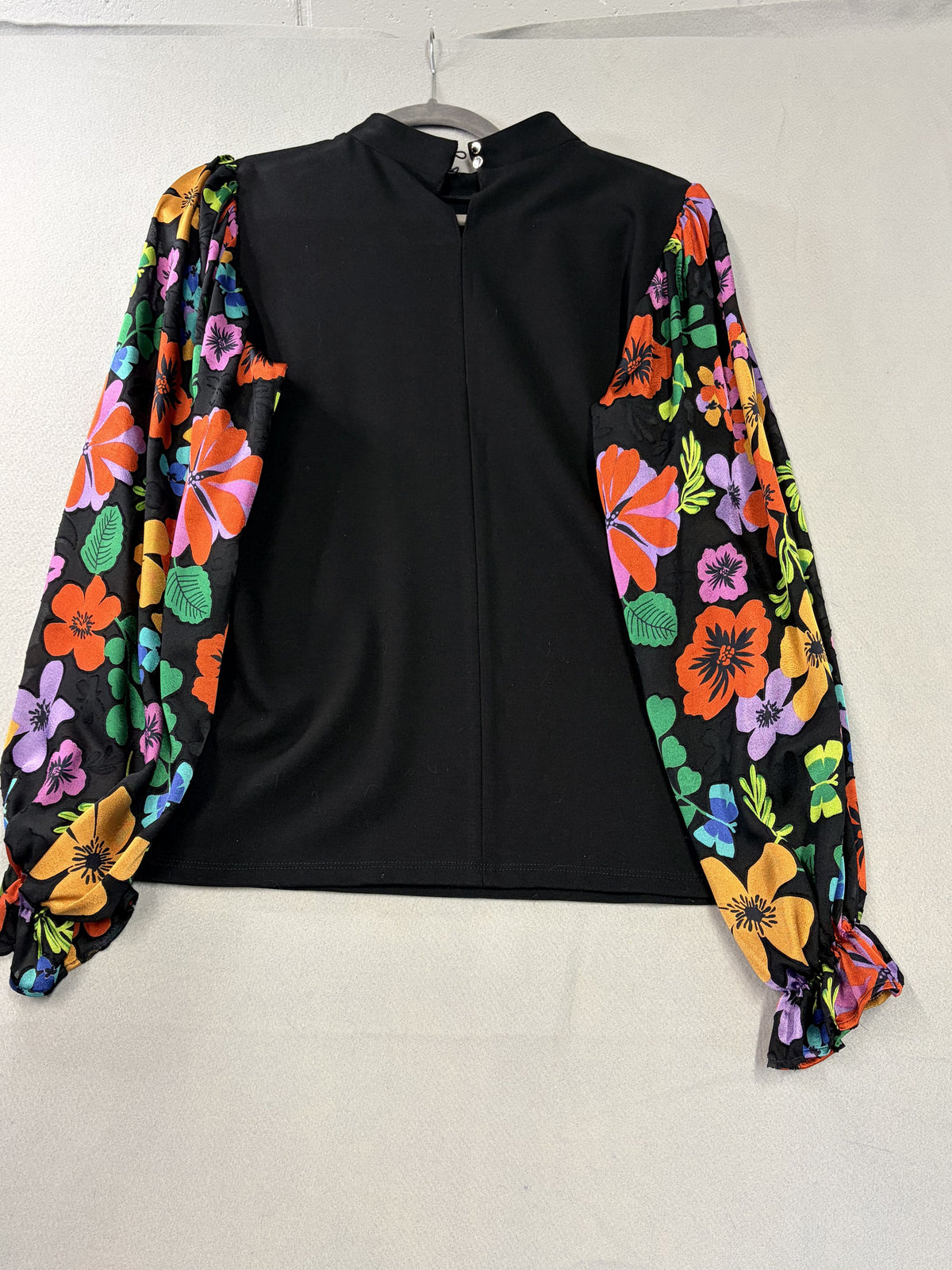 Saint and Sofia Penny Mock Neck Puff Sleeve Top Black Floral USA 6 UK 10 Women's - Image 4