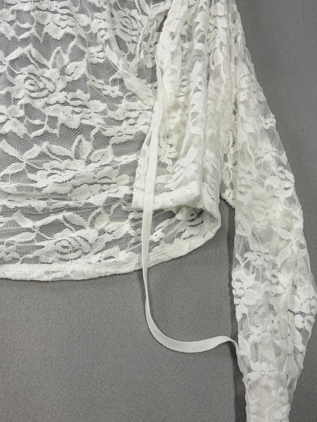 san francisco 1184715X bolero shrug M off white sheer floral lace Women's - Image 3
