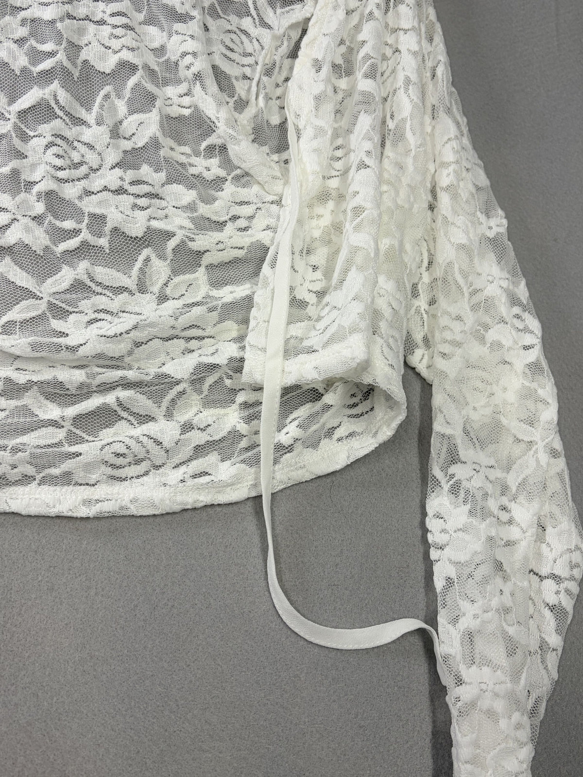 san francisco 1184715X bolero shrug M off white sheer floral lace Women's - Image 3