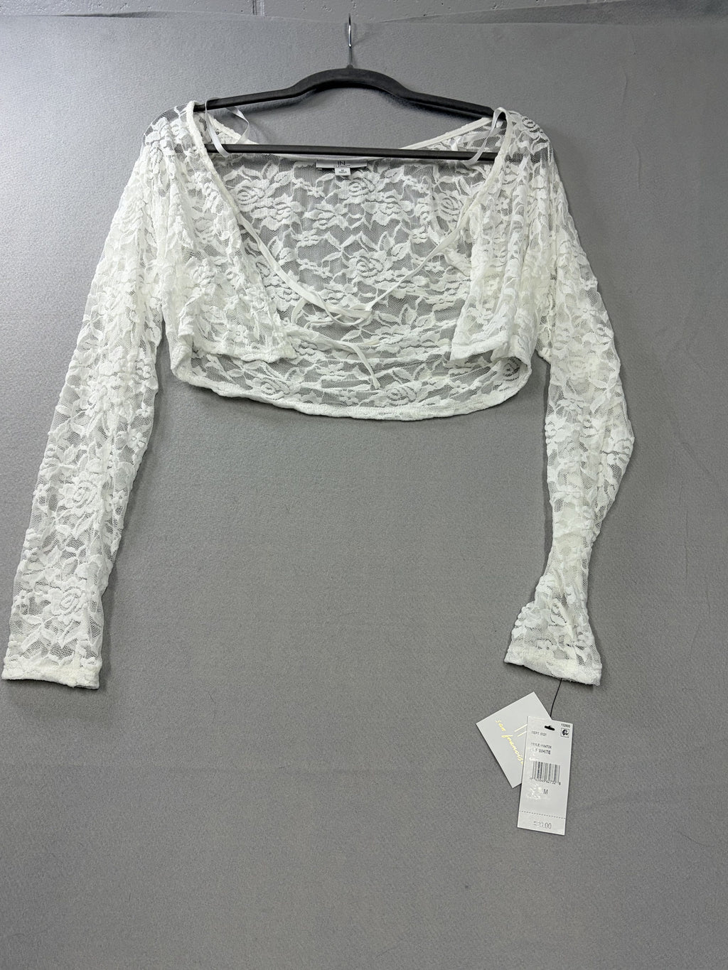san francisco 1184715X bolero shrug M off white sheer floral lace Women's - Image 1