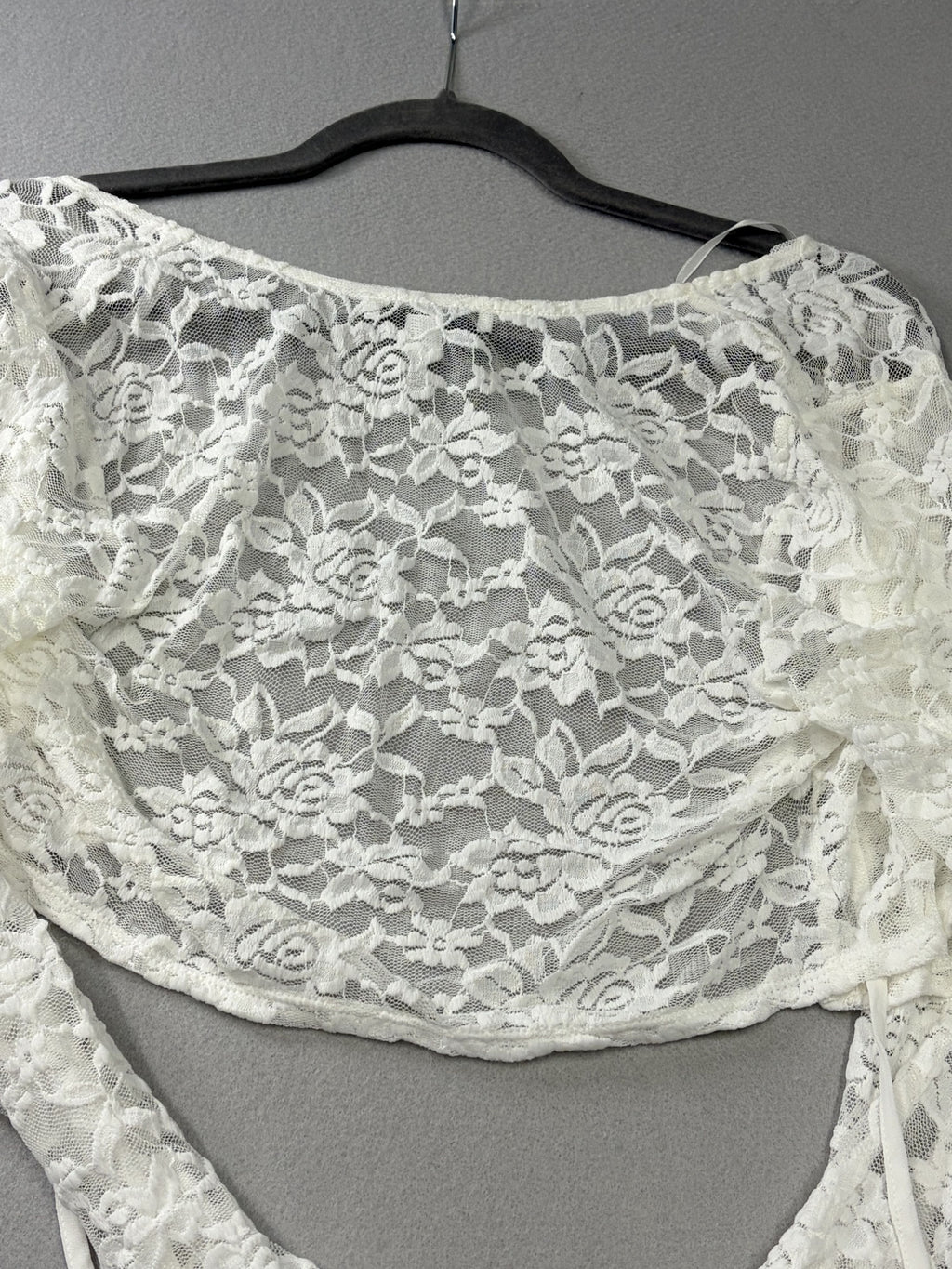 san francisco 1184715X bolero shrug M off white sheer floral lace Women's - Image 5