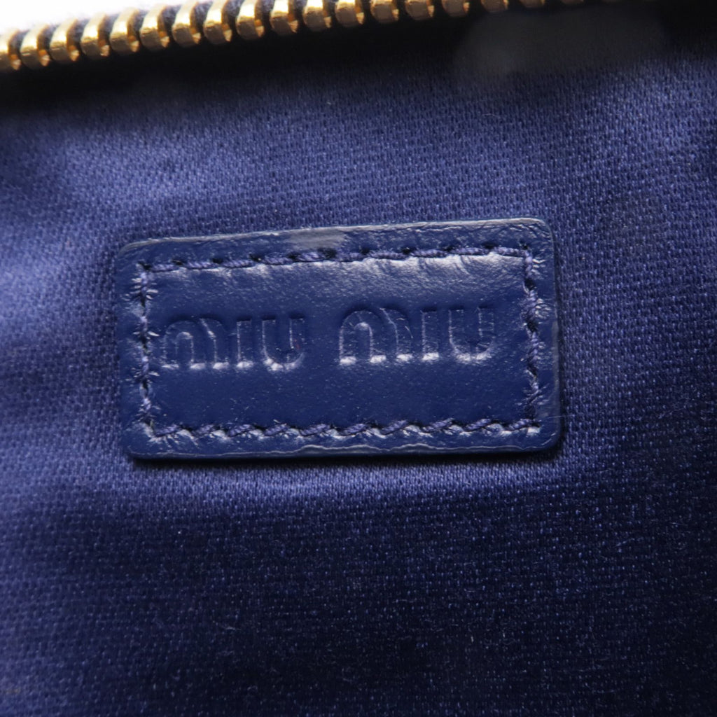 MIU MIU Card Case Crinkled Calfskin Blue