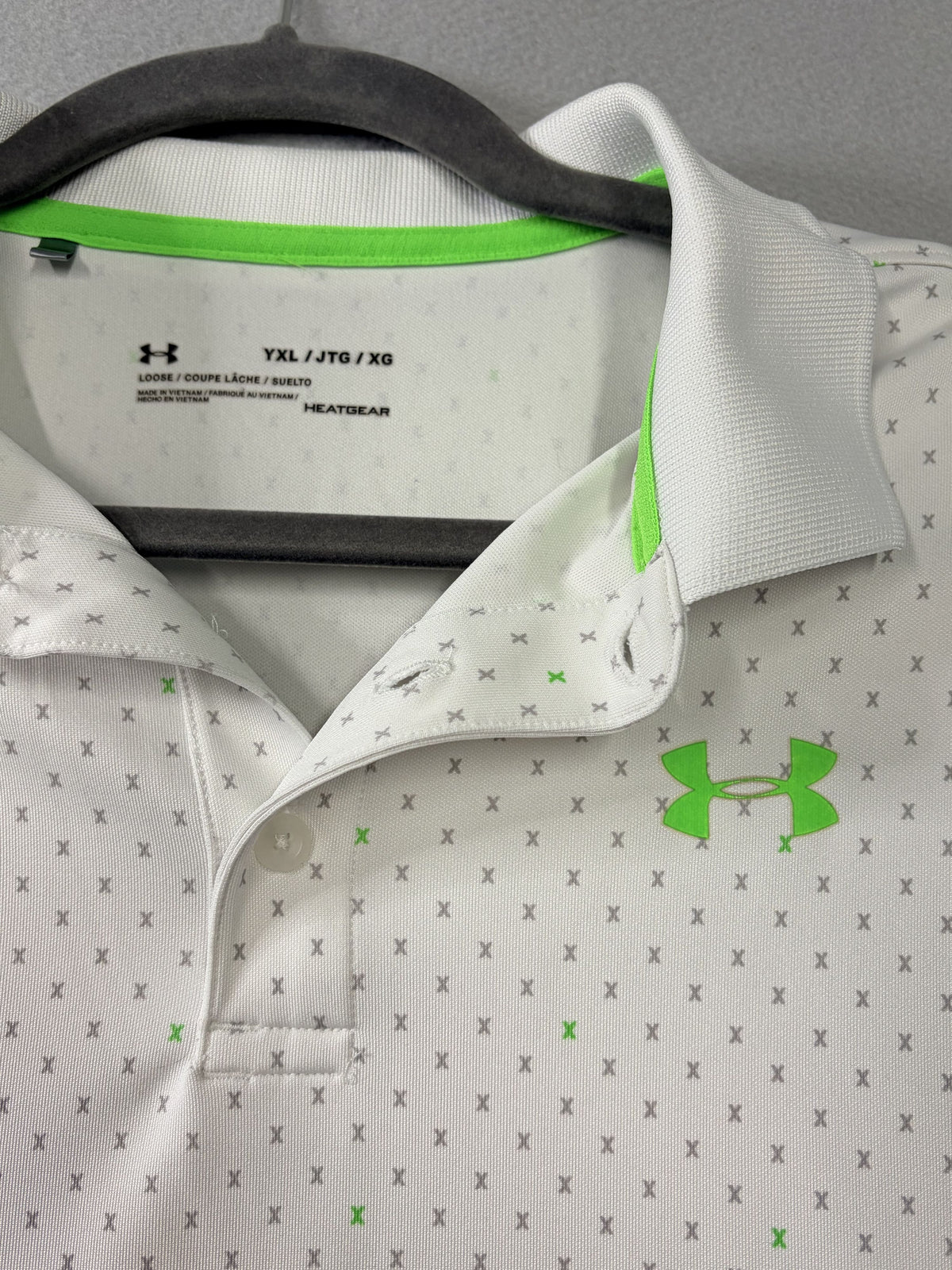 Under Armour Playoff 3.0 Printed Polo White Micro X YXL Loose Kids' - Image 2