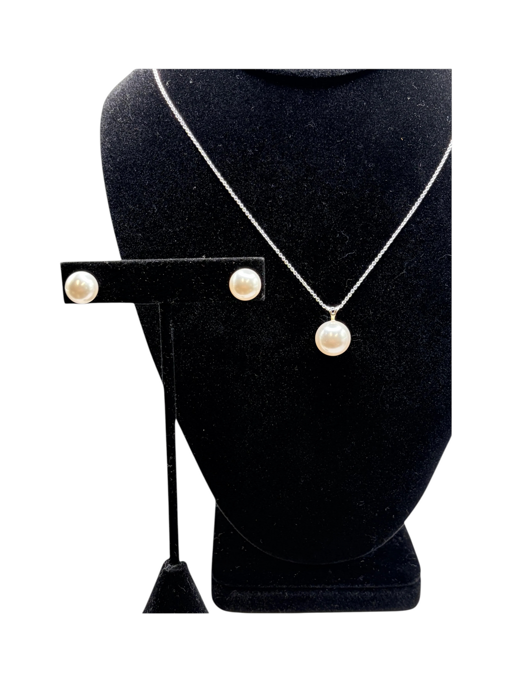 Unknown Pearl Necklace and Earring Set White Jewelry Box - Image 4