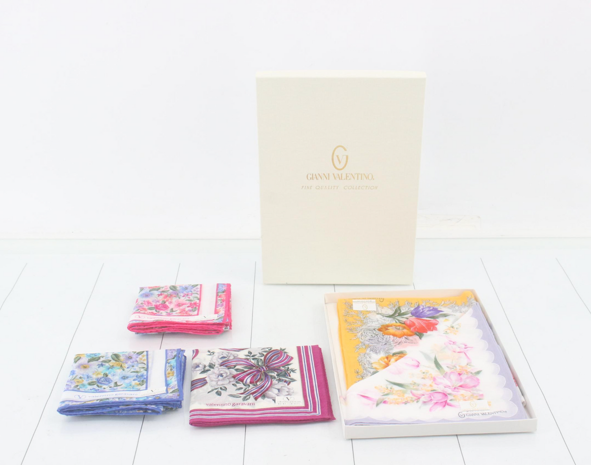 7663 - Valentino Garavani Floral Handkerchief Set - New in Box - Image 3
