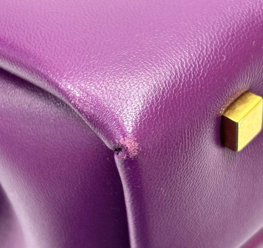7657 - Valentino Garavani One Stud Purple Lambskin Top Handle Bag - Image 10