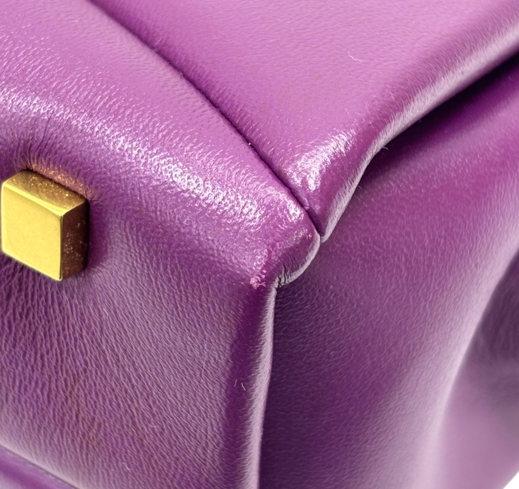 7657 - Valentino Garavani One Stud Purple Lambskin Top Handle Bag - Image 11