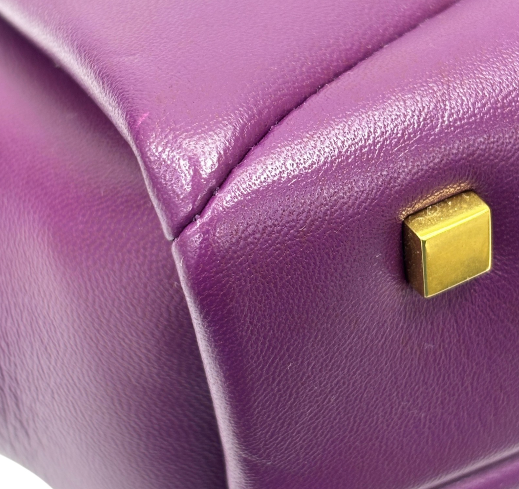 7657 - Valentino Garavani One Stud Purple Lambskin Top Handle Bag - Image 12