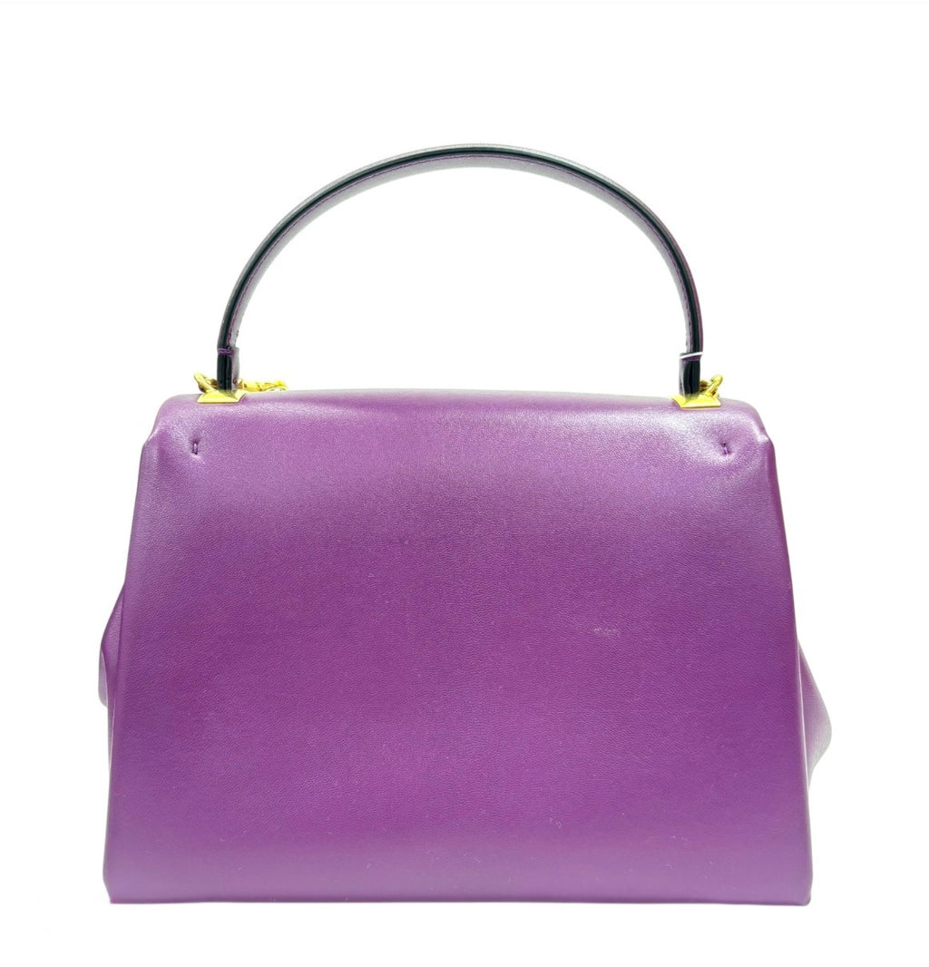 7657 - Valentino Garavani One Stud Purple Lambskin Top Handle Bag - Image 2