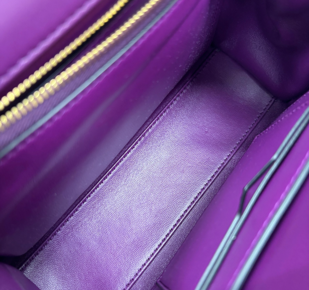 7657 - Valentino Garavani One Stud Purple Lambskin Top Handle Bag - Image 6