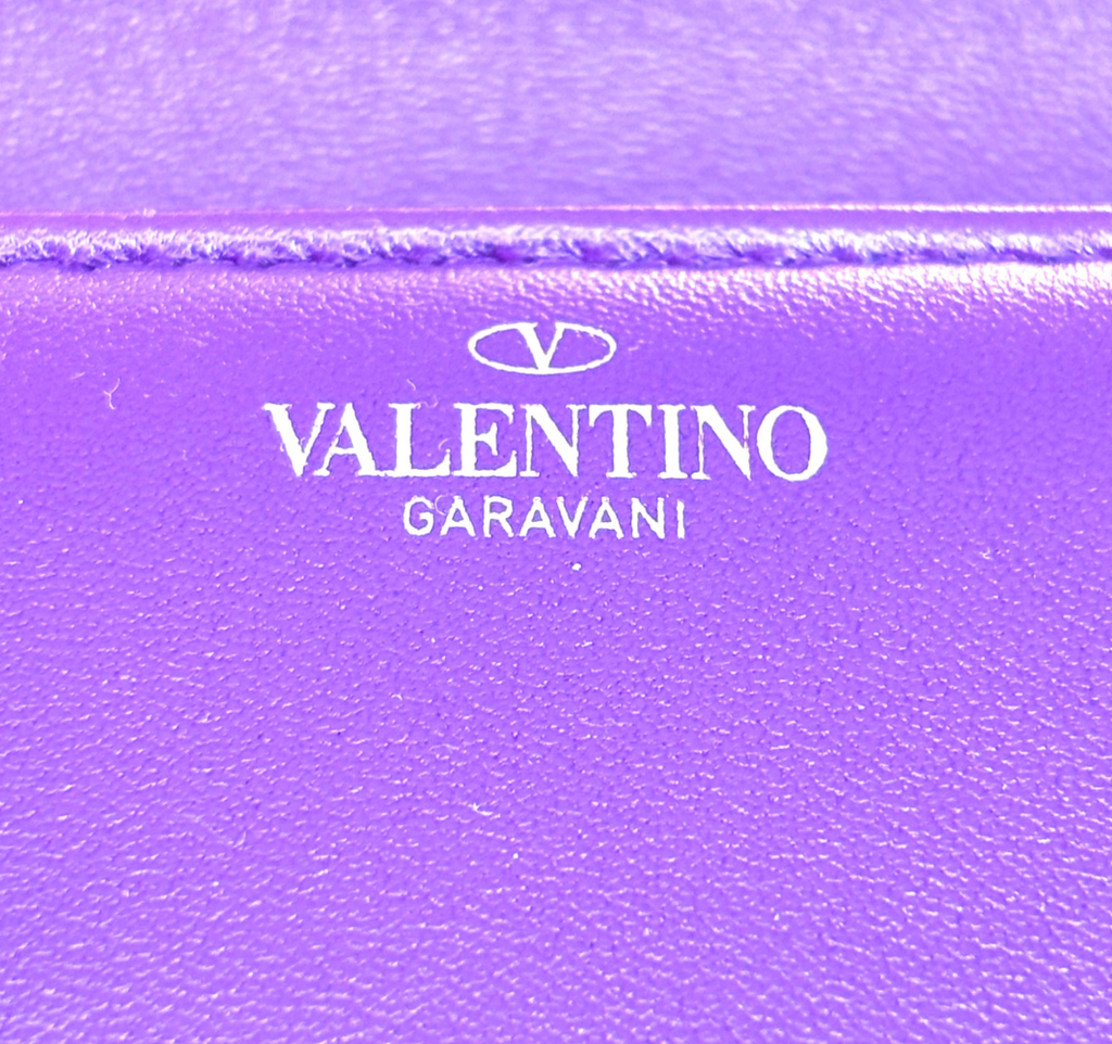 7657 - Valentino Garavani One Stud Purple Lambskin Top Handle Bag - Image 7