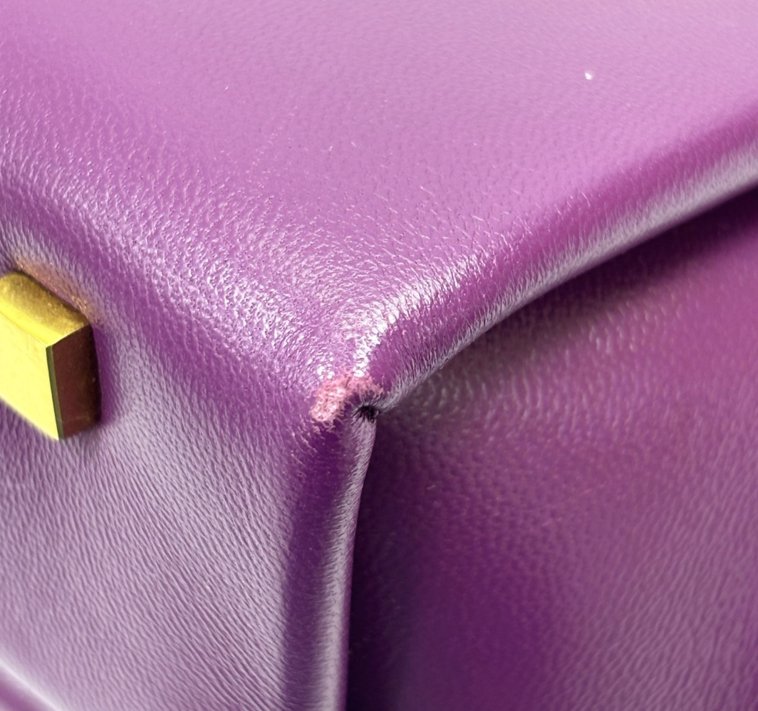 7657 - Valentino Garavani One Stud Purple Lambskin Top Handle Bag - Image 9