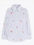 Vilagallo Mafalda Rayas Striped Shirt With Floral Sequin Detailing - Size 38