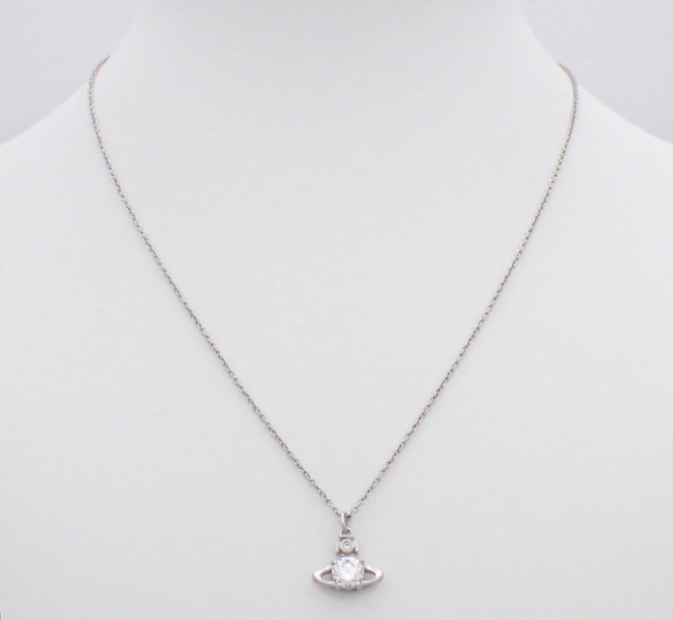 7614 - Vivienne Westwood Reina Pendant Necklace Orb Silver Tone - Image 3