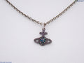 7622 - Vivienne Westwood Orb Pendant Necklace Silver Blue Green - Image 1