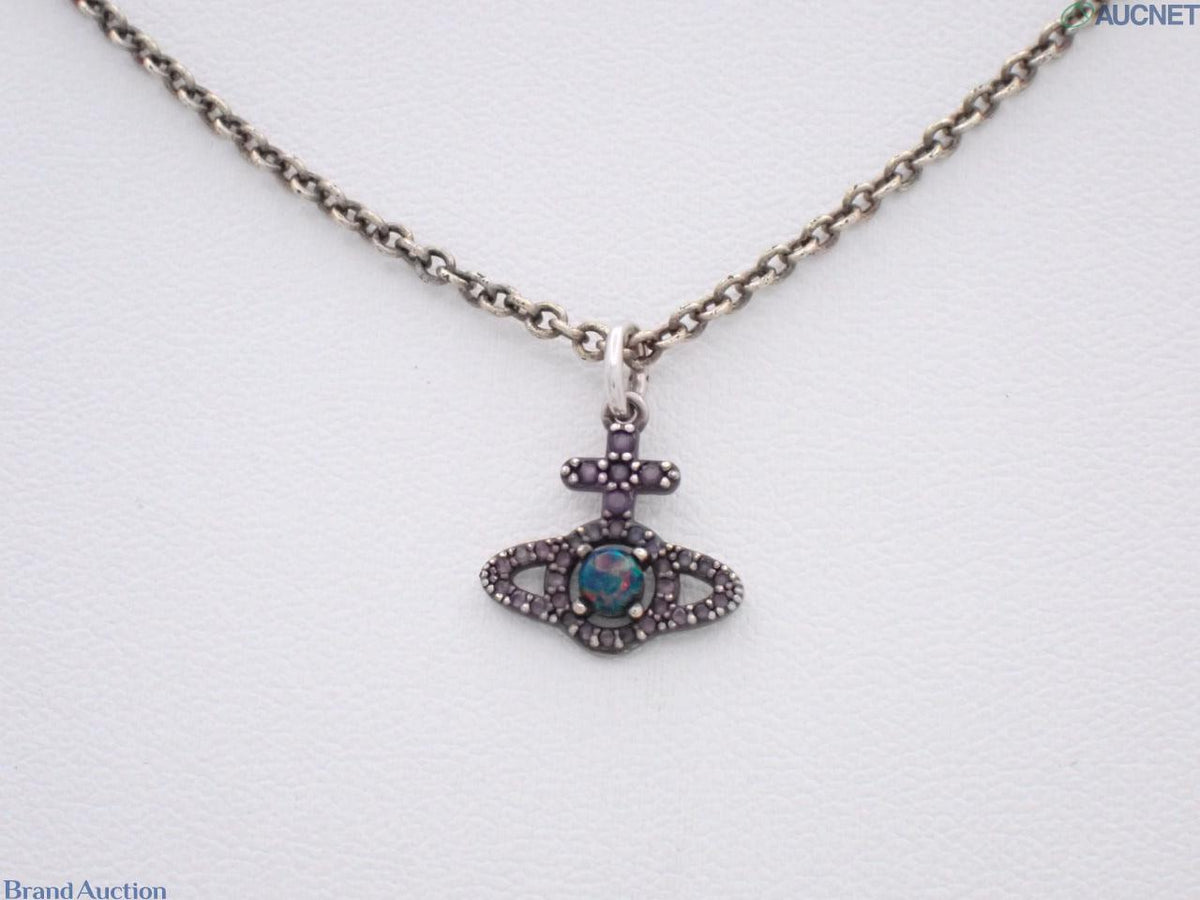 7622 - Vivienne Westwood Orb Pendant Necklace Silver Blue Green - Image 1
