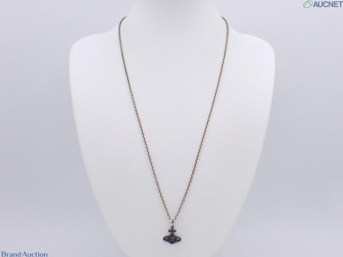 7622 - Vivienne Westwood Orb Pendant Necklace Silver Blue Green - Image 3
