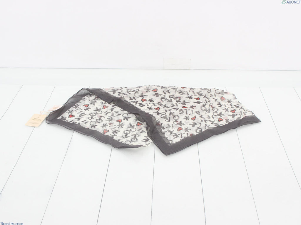 7956 - Vivienne Westwood Accessories 100% Silk Heart Print Scarf NWT - Image 3