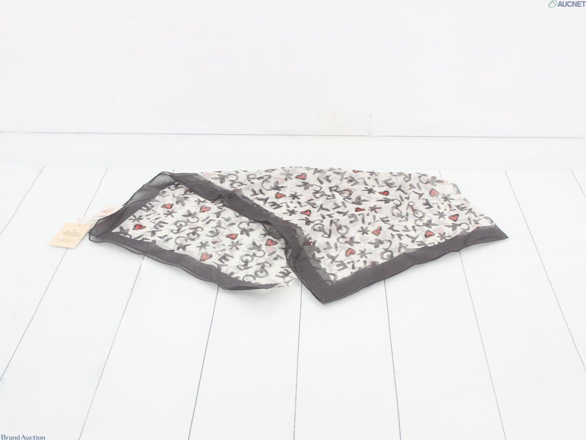 7956 - Vivienne Westwood Accessories 100% Silk Heart Print Scarf NWT - Image 3