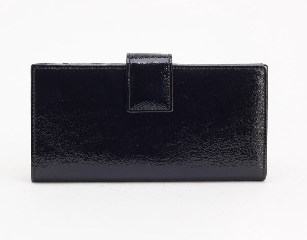 7605 - Yves Saint Laurent Y-Mail Black Patent Leather Continental Wallet - Image 3
