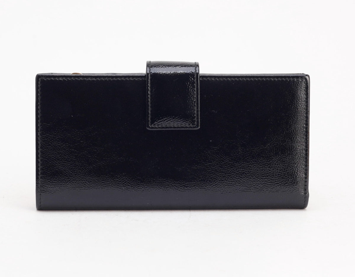 7605 - Yves Saint Laurent Y-Mail Black Patent Leather Continental Wallet - Image 3