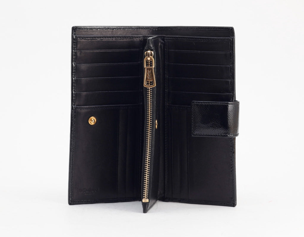 7605 - Yves Saint Laurent Y-Mail Black Patent Leather Continental Wallet - Image 4