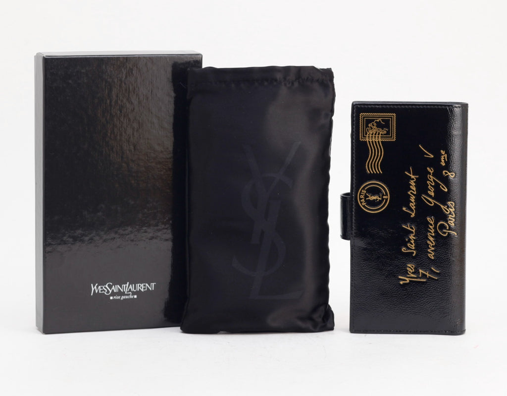 7605 - Yves Saint Laurent Y-Mail Black Patent Leather Continental Wallet - Image 5