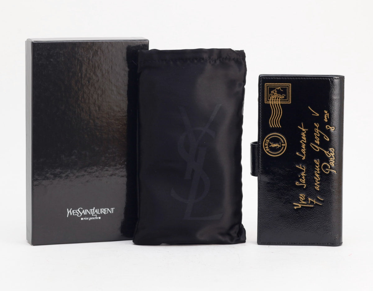 7605 - Yves Saint Laurent Y-Mail Black Patent Leather Continental Wallet - Image 5